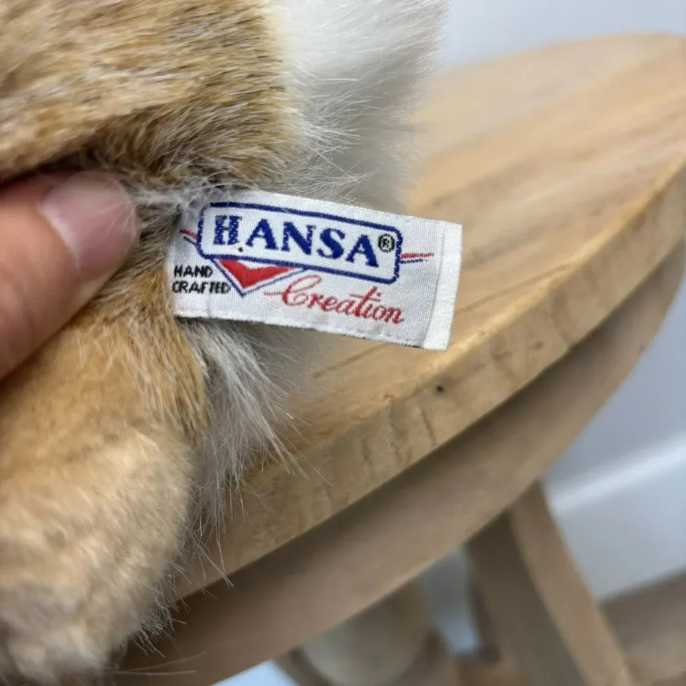 HANSA Rabbit Plush Handcrafted Realistic Bunny 9” Woodland Toy Soft Brown White